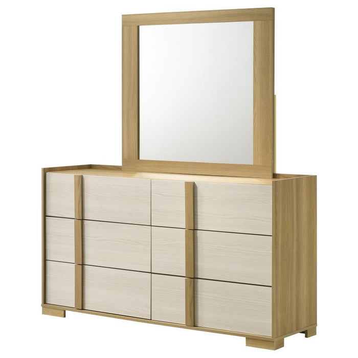 Hyland - 6 Drawers Dresser With Mirror - Natural