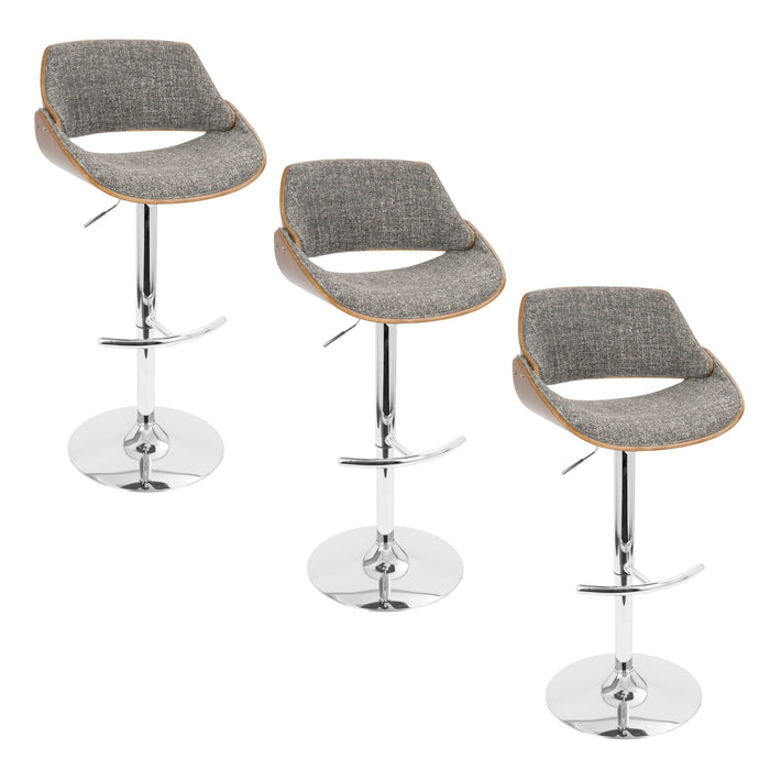 Fabrizzi - Mid Century Modern Adjustable Barstool With Swivel With Rounded T Footrest (Set of 3)