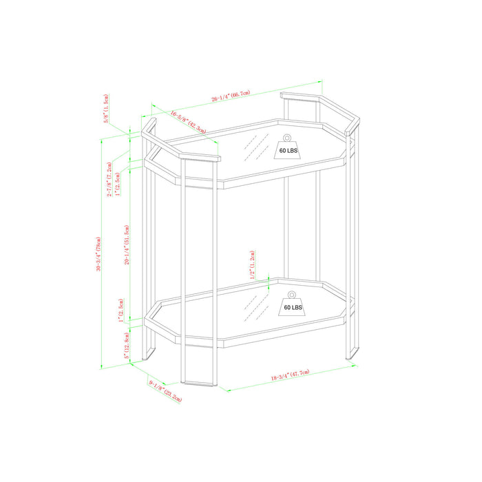 Modern Glam Mirror Top Accent Table - Pale Gold