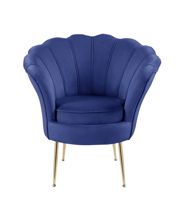 Angelina - Velvet Scalloped Back Barrel Accent Chair With Metal Legs