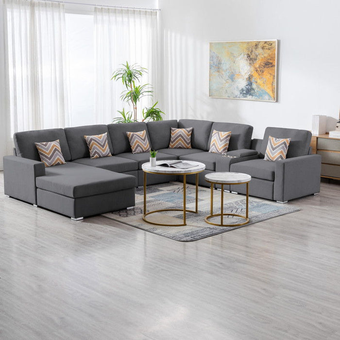 Nolan - 7 Piece Sectional Sofa With Pillows And Interchangeable Legs