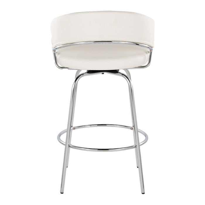 Jie - Fixed Height, Contemporary Counter Stool With Swivel Round Footrest (Set of 2)