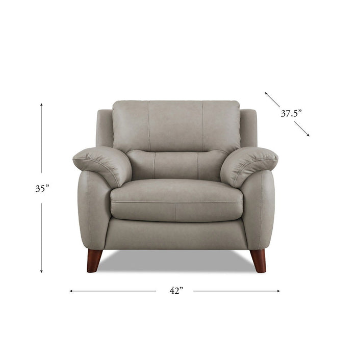 Lara - Leather Chair - Stone Gray