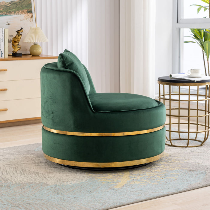 360° Swivel Accent Chair Velvet Modern Upholstered Barrel Chair Over-Sized Soft Chair With Seat Cushion For Living Room