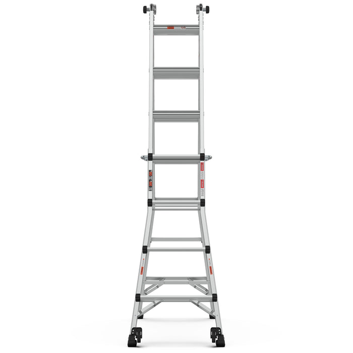 Aluminum Multi-Position Ladder With Wheels, 300 Lbs Weight Rating - Metallic Gray