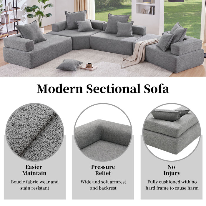 Oversized Modular Sectional Sofa, Luxury Boucle Floor Couch Set, Convertible Sleeper Couch, Spacious Foam-Filled Sofa Bed For Living Room