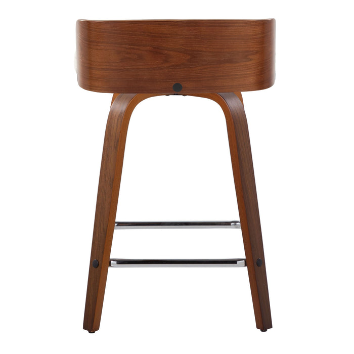 Maya - Mid Century Modern Fixed Height Counter Stool With Swivel With Square Footrest (Set of 2)