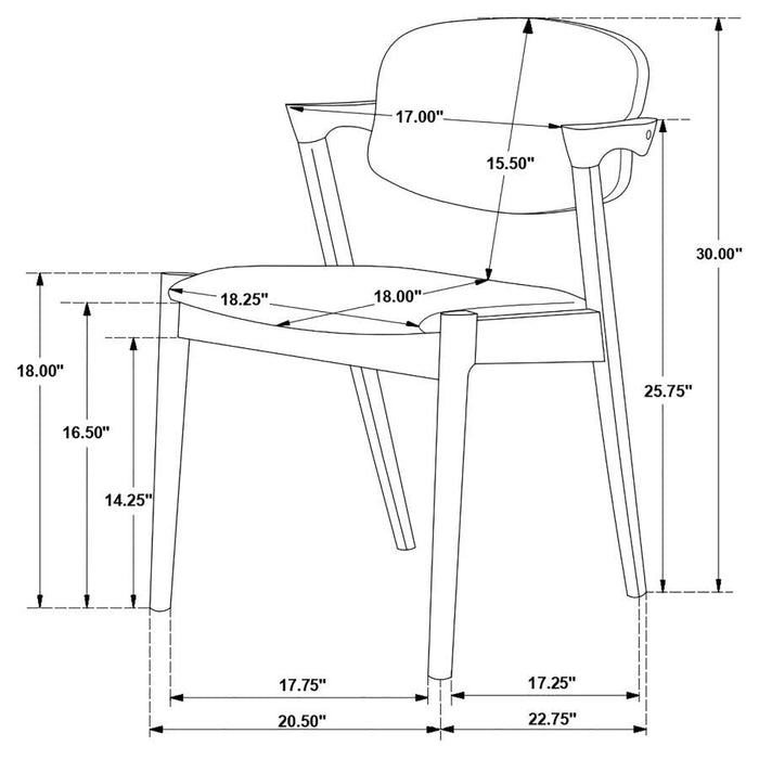 Malone - Padded Wood Dining Arm Chair (Set of 2) - Dark Walnut