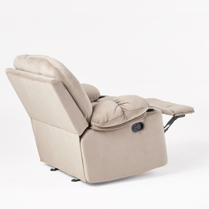 Luxurious Manual Recliner Chair With Skin-Friendly Fabric And Dual Cup Holders