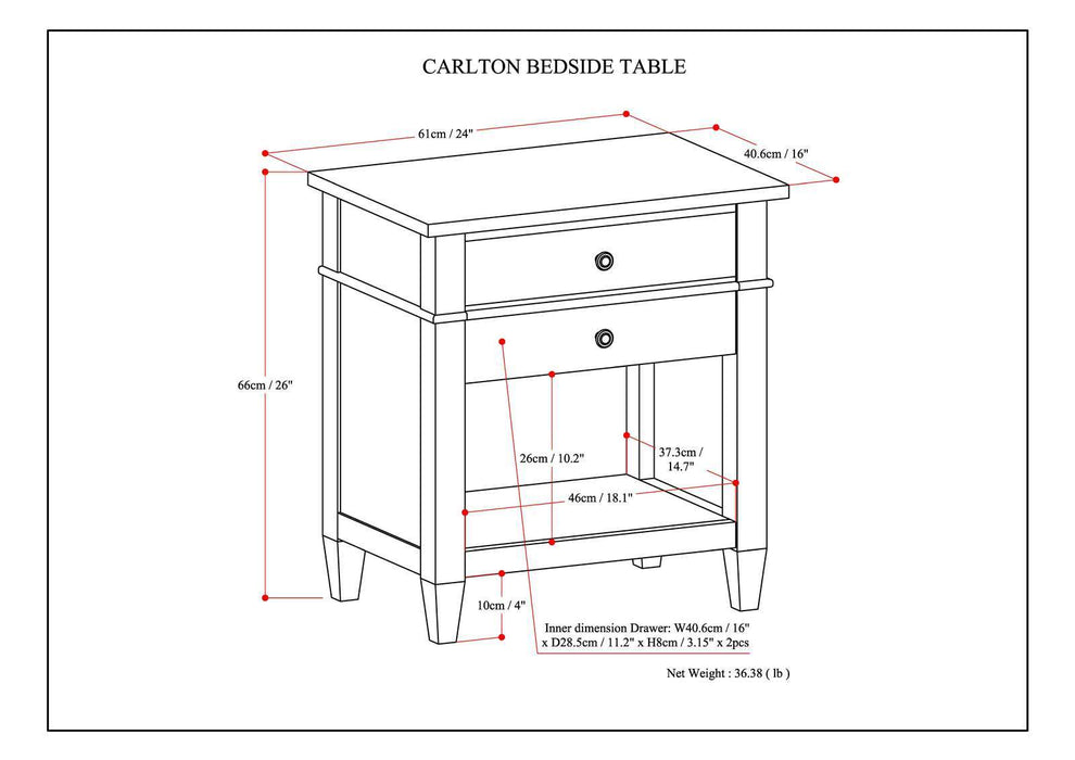 Carlton - Bedside Table