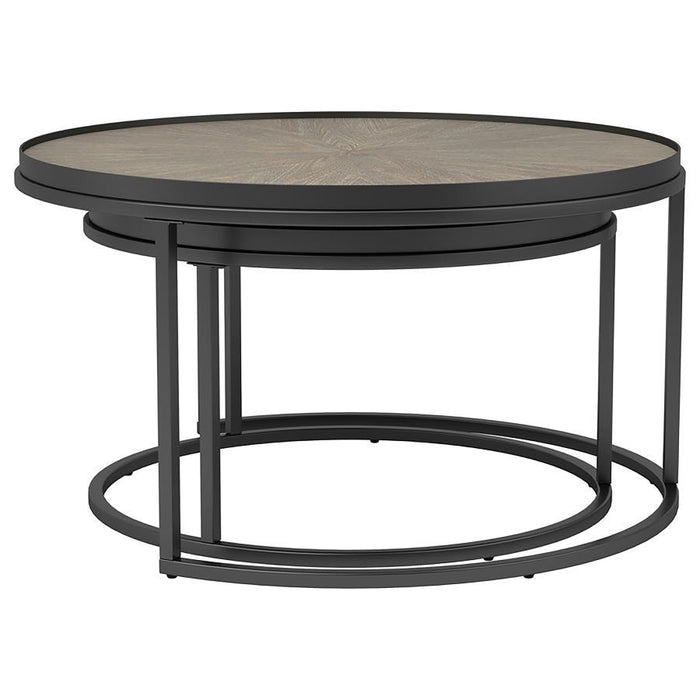 Rodrigo - 2 Piece Round Nesting Tables - Weathered Elm