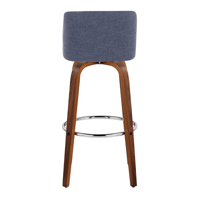 Toriano - Mid Century Modern Fixed Height, Barstool With Swivel With Round Footrest (Set of 2)