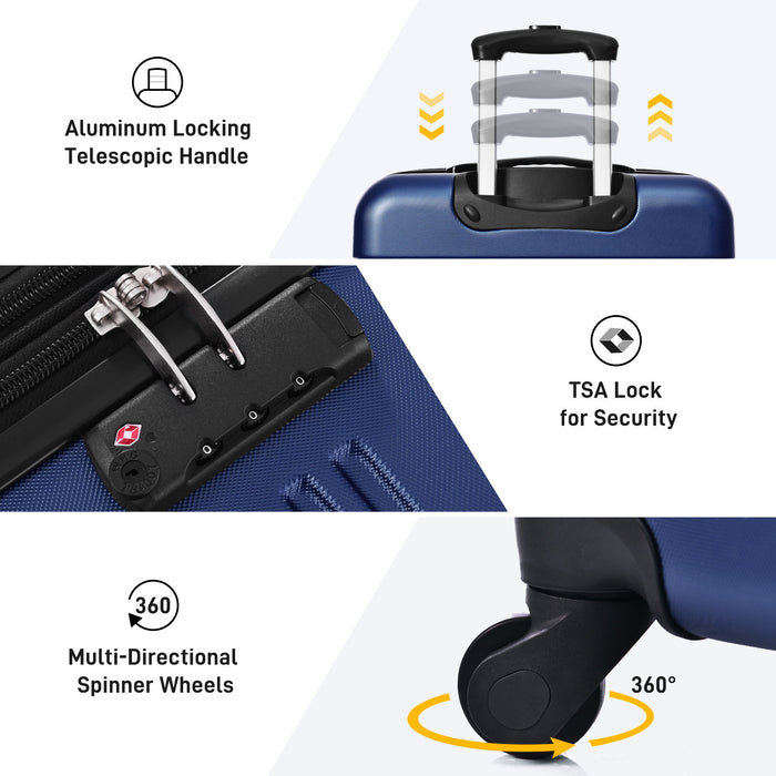 3 Piece Luggage Set Hardside Spinner Suitcase With Tsa Lock 20" 24" 28" Available