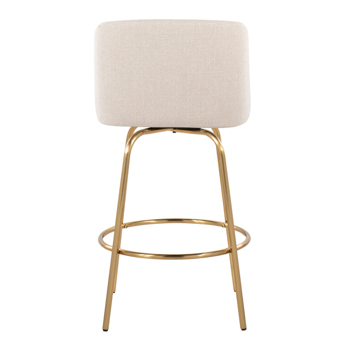 Toriano - Contemporary, Fixed Height Counter Stool With Swivel With Round Footrest (Set of 2)