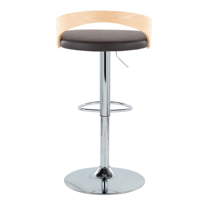 Grotto - Mid Century Modern Adjustable Height Barstool & Swivel With Oval Footrest (Set of 2)