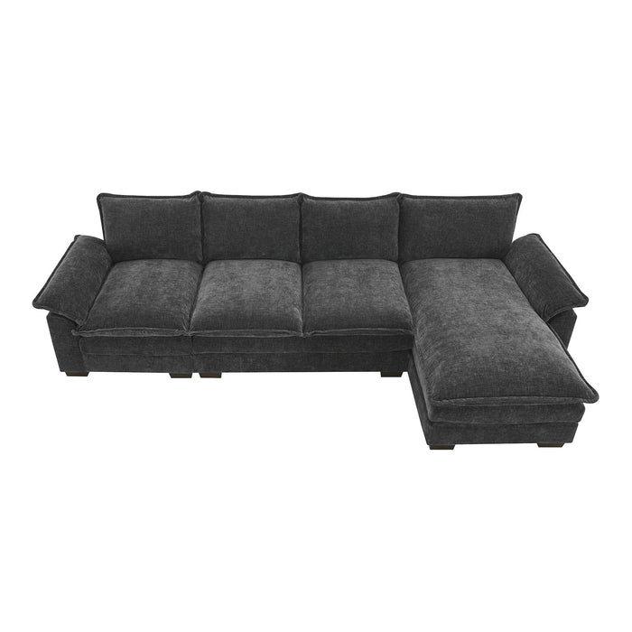 Modern L Shaped Chenille Cloud Sofa With Double Seat Cushions, 5 Seat Upholstered Indoor Furniture, Sleeper Sofa Couch With Chaise Lounge For Living Room, Apartment