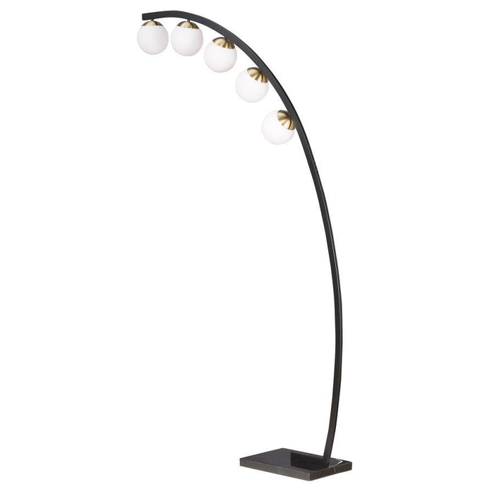 Cody - Spherical 5-Light Arc Metal Floor Lamp - Black