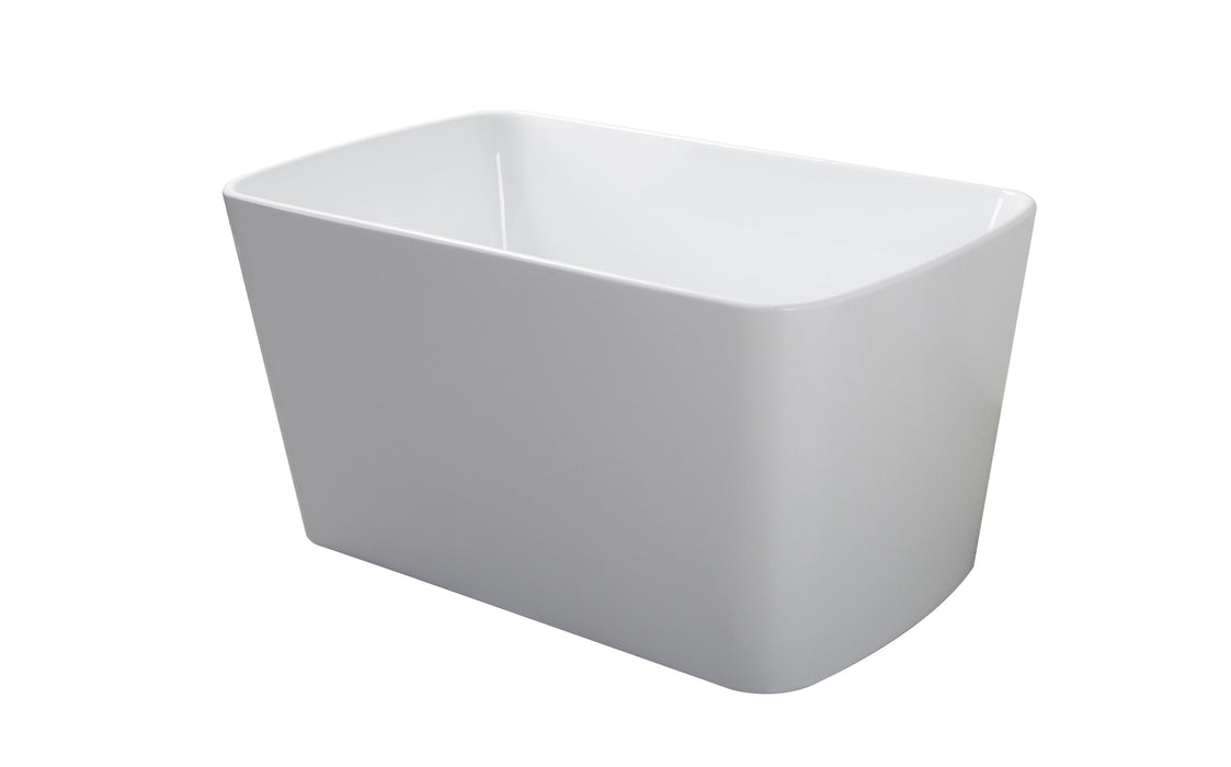 49'' Acrylic Freestanding Soaking Bathtub, Square-Shape Japanese Soaking Hot Tub, Sit-In Design With Chrome Overflow And Drain For Express Delivery 23Amazing-49 (W1920P179228) - Glossy White