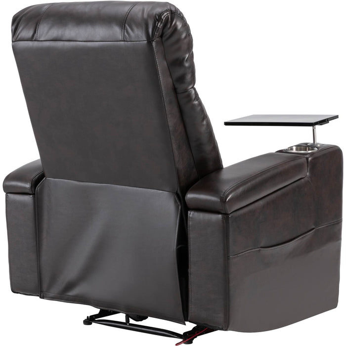 Premium Power Recliner With Storage Arms, Cupholders, Swivel Tray Table And Cell Phone Stand