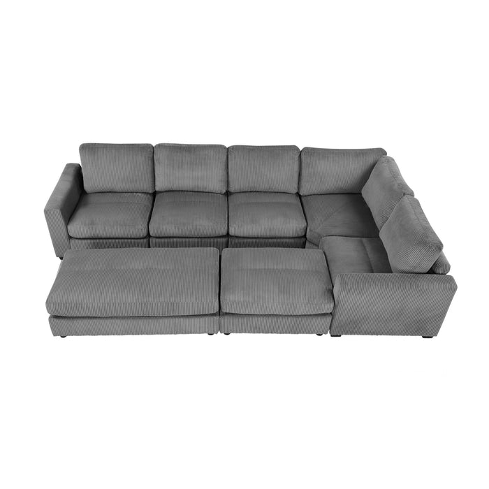 Sectional Couch Sofa Bed Modular Sofa With Two Movable Ottomans For Living Room