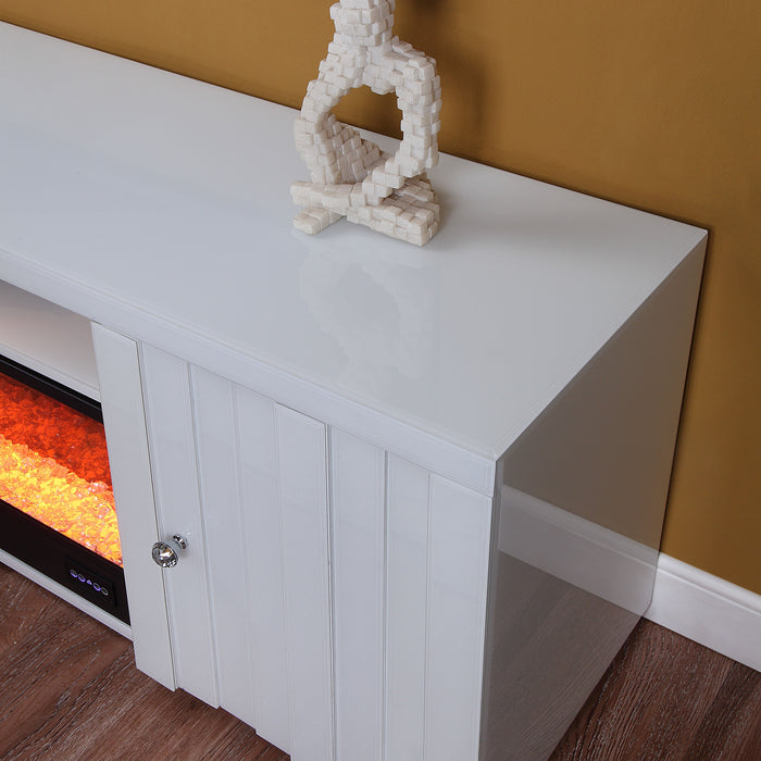 Reid - TV Stand With Fireplace And Speaker - White