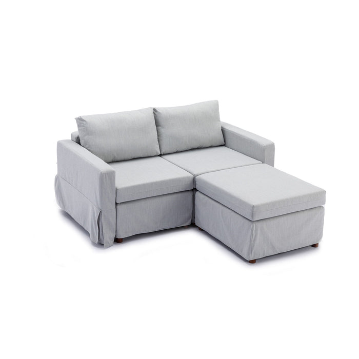 2 Seat Module Sectional Sofa Couch With 1 Ottoman For Living Room, Seat Cushion And Back Cushion Non-Removable And Non-Washable