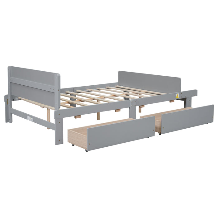 Bed With Footboard Bench, 2 Drawers