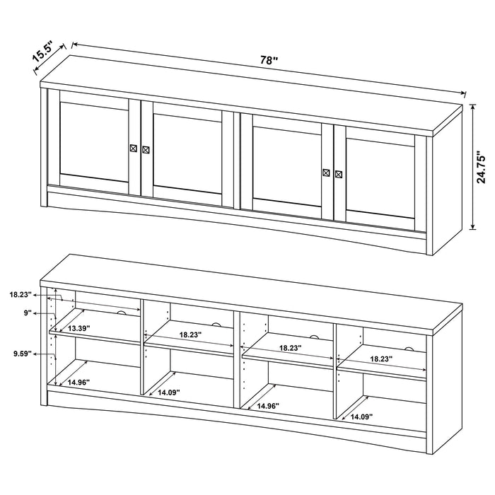 Laughlin - 78" TV Stand 4 Door Engineered Wood - Dark Pine