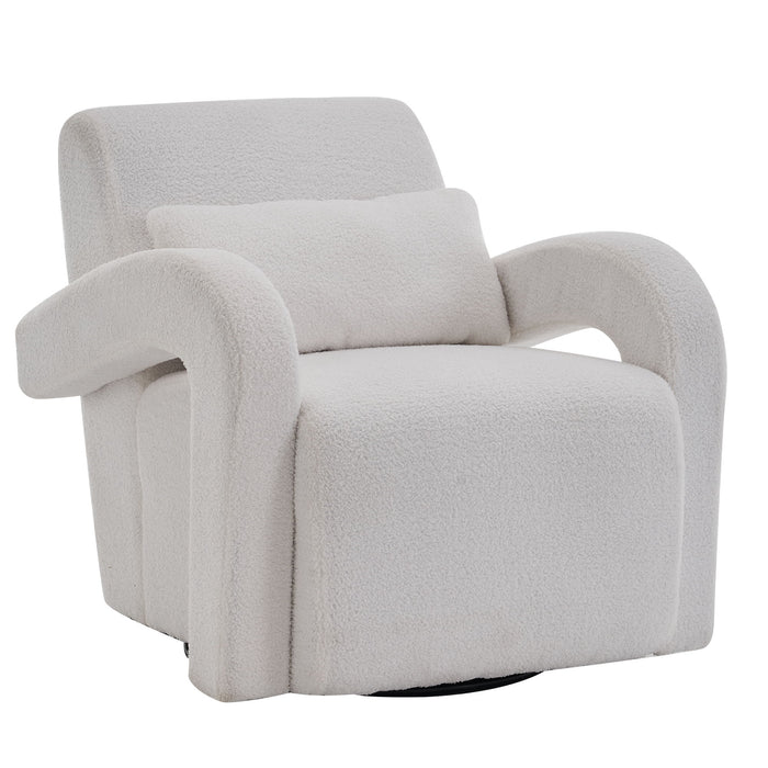 Cozy Teddy Fabric Armchair, Modern Sturdy Lounge Chair With Curved Arms And Thick Cushioning For Plush Comfort