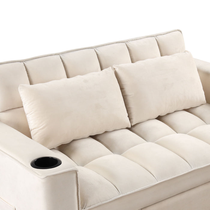 Multi Functional Sofa Bed With Cup Holder And USB Port For Living Room Or Apartments