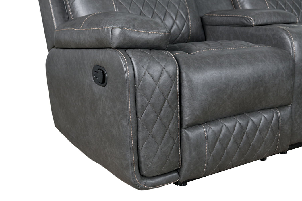 Home Theater Seating Manual Recliner With Cup Holder, Hide - Away Storage PU Reclining Sofa For Living Room, Home Theater