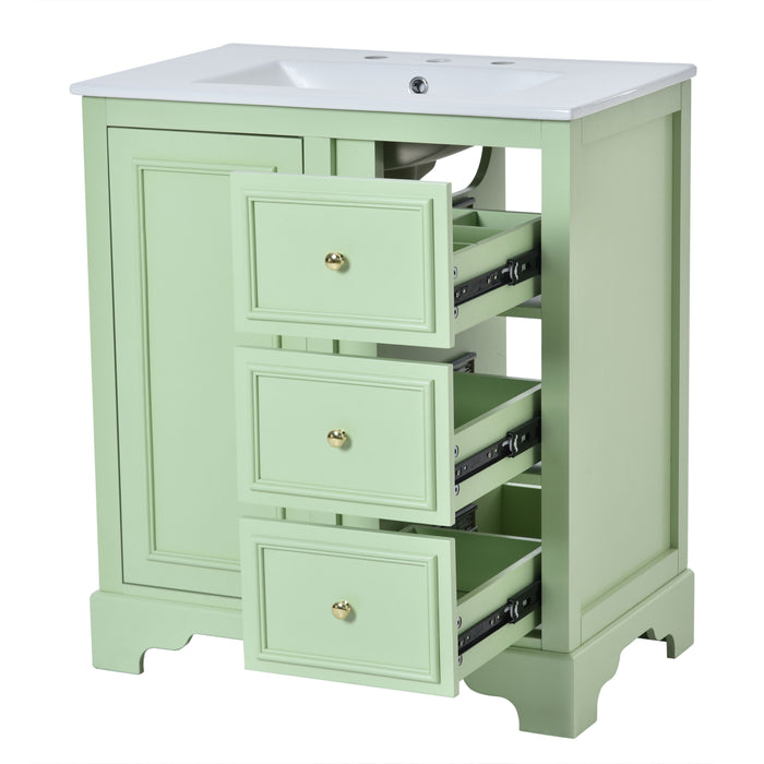 Bathroom Vanity With Sink, Modern Elegant Bathroom Storage Cabinet With 3 Drawers And Adjustable Shelves, Freestanding Vanity Set With Mirror Cabinet, Single Sink Bathroom Vanity