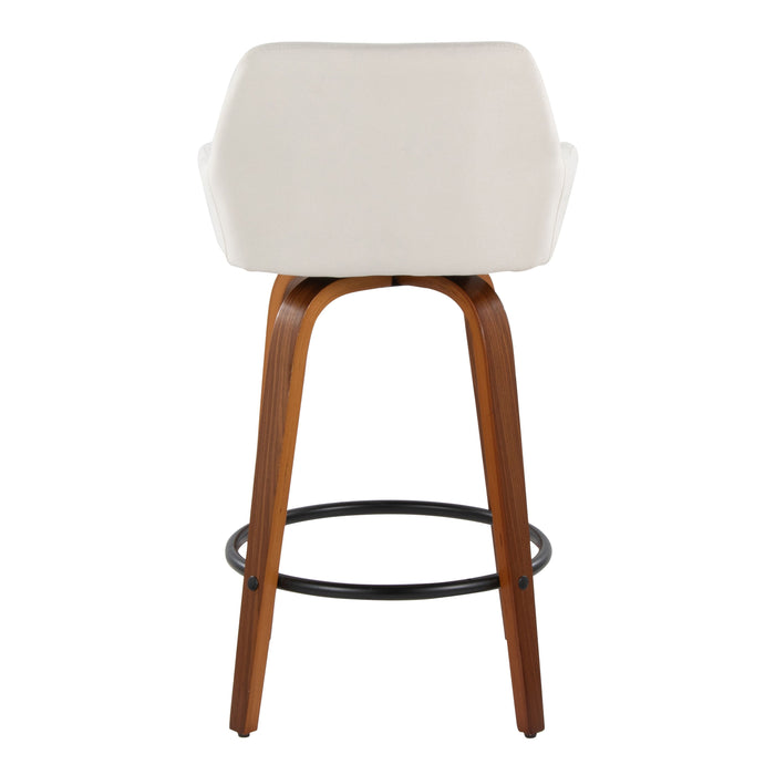 Daniella - Contemporary Fixed Height Counter Stool With Swivel With Round Footrest (Set of 2)