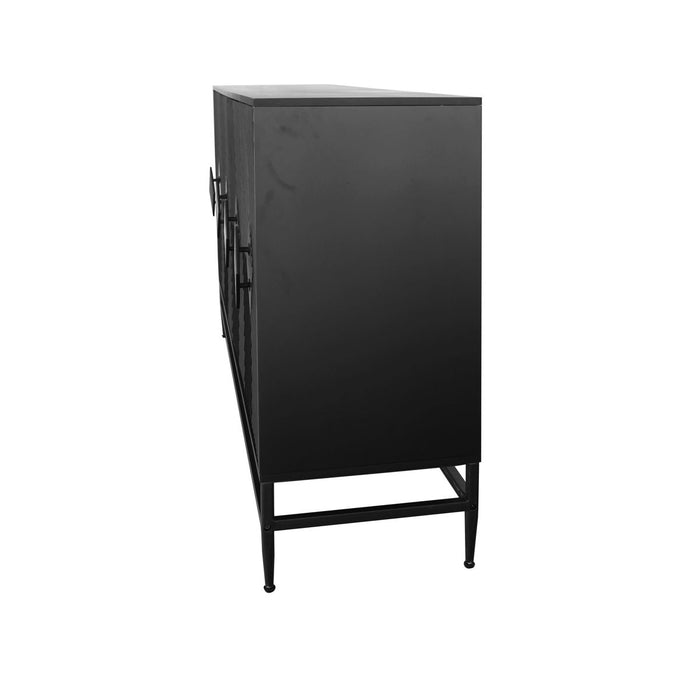 Accent Lacquered 4 Door Wooden Cabinet Sideboard Buffet Server Cabinet Storage Cabinet, For Living Room, Entryway, Hallway, Office, Kitchen And Dining Room - Matte Black