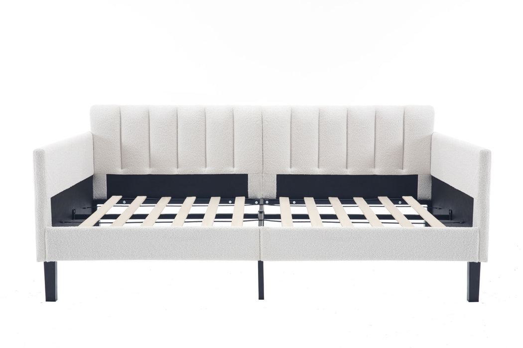 Elena - Boucle Upholstered Daybed, Ribbed Tufted Backrest