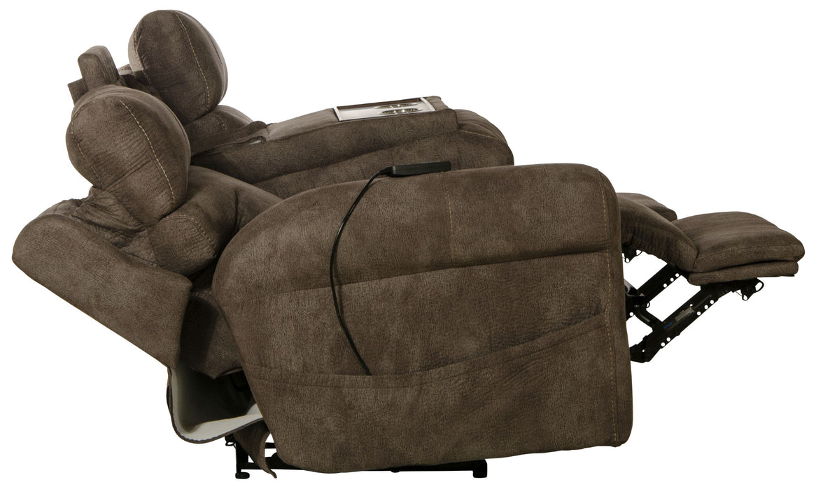 Tranquility - Power Headrest Power Lay Flat Reclining Sofa With DDT / CR3 Heat / Massage / Lumbar - Pewter