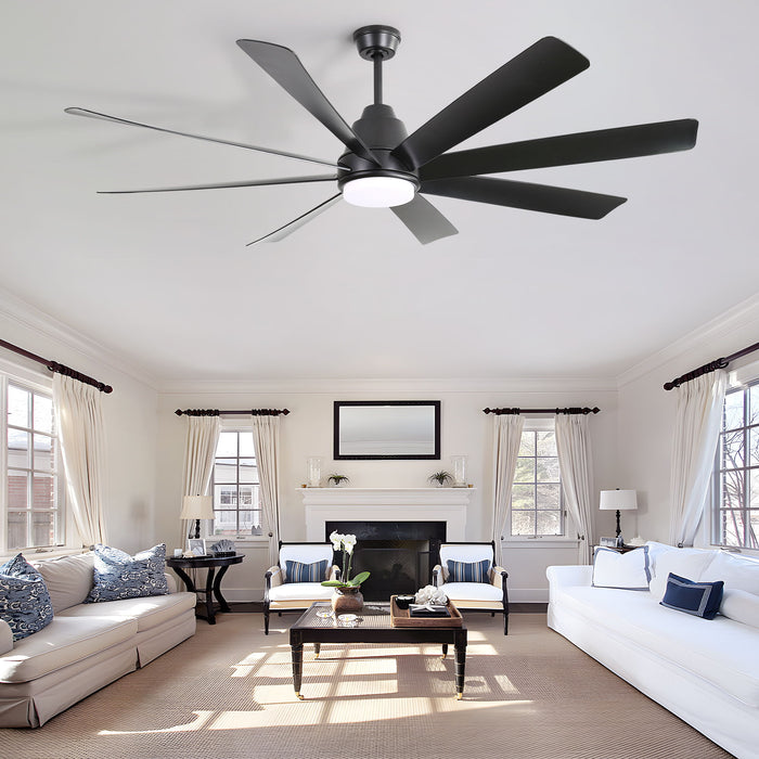 Large Ceiling Fans With Lights And Remote Control 6 Wind Speed DC Motor For Living Room - Black