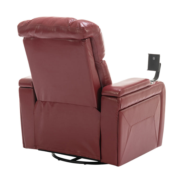 270° Swivel Power Recliner Individual Seat Home Theater Recliner With Comforable Backrest, Tray Table, Phone Holder, Cup Holder, USB Port, Hidden Arm Storage For Living Room