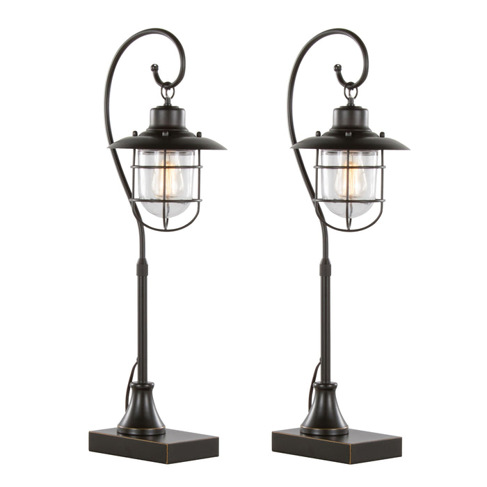 Landen - Contemporary Task Lamp (Set of 2) - Oil Rubbed Bronze / Clear