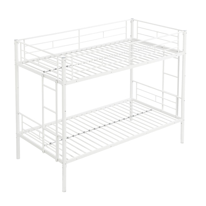 Twin Over Twin Metal Bunk Bed - White