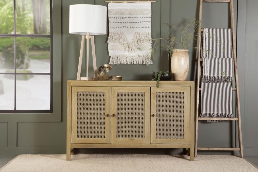 Zamora - Wood Accent Cabinet With Woven Cane