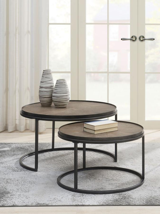 Rodrigo - 2 Piece Round Nesting Tables - Weathered Elm