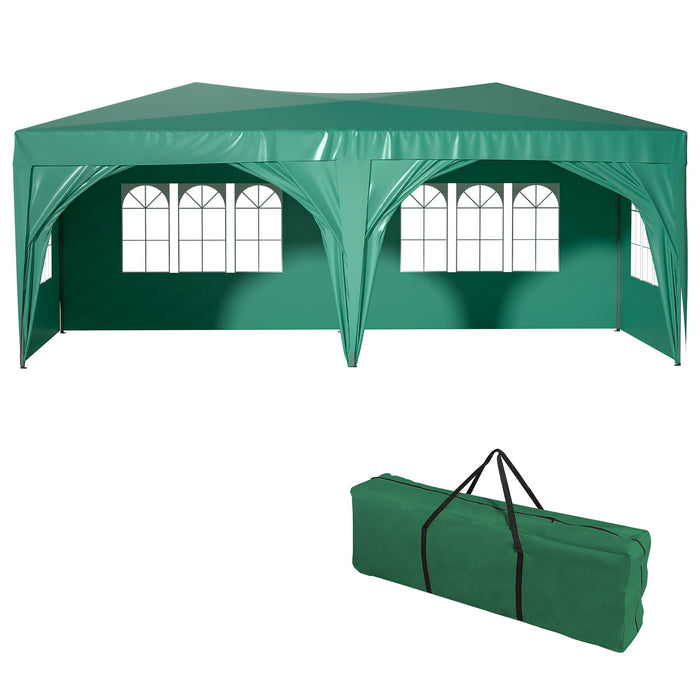 Pop Up Canopy Outdoor Portable Party Folding Tent With 6 Removable Sidewalls + Carry Bag + 6 Pieces Weight Bag