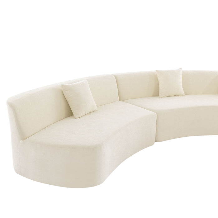 Stylish Curved Sofa Sectional Sofa Chenille Sofa Couch With Three Throw Pillows For Living Room