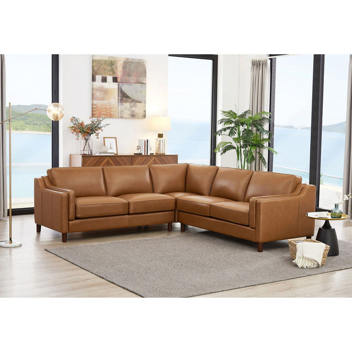 Bella - Leather Symmetrical Sectional - Brown