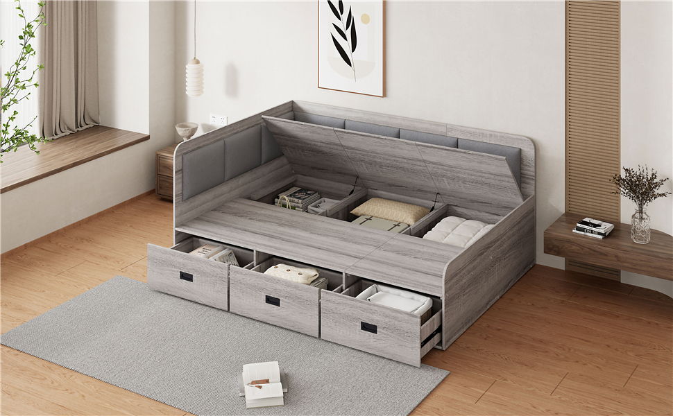 Daybed With Three Drawers And Three Storage Compartments