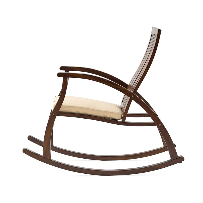 Acacia Wood Rocking Chair With Cushion - Brown