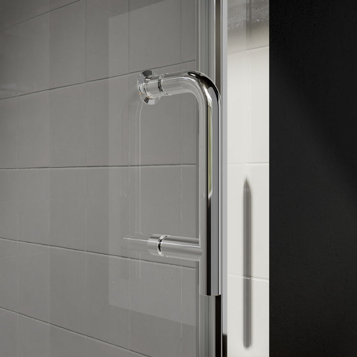 Semi-Frameless Pivot Shower Door In Chrome With Clear Glass - Chrome