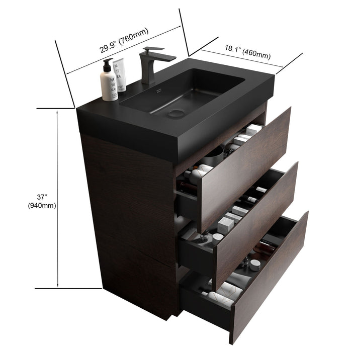 Alice - Bathroom Vanity With Large Storage Freestanding Bathroom Vanity, Sink For Modern Bathroom, One-Piece Sink Basin Without Drain And Faucet