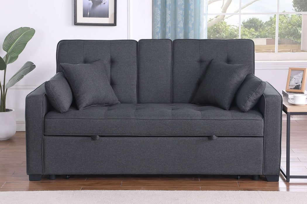 Cody II - 69.5"W Dark Gray Linen Convertible Sleeper Loveseat With Cup Holder, Charging Ports and Pocket